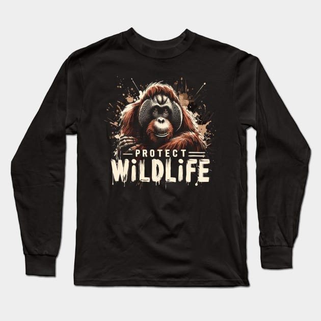 Protect Wildlife - Orangutan protection Long Sleeve T-Shirt by PrintSoulDesigns